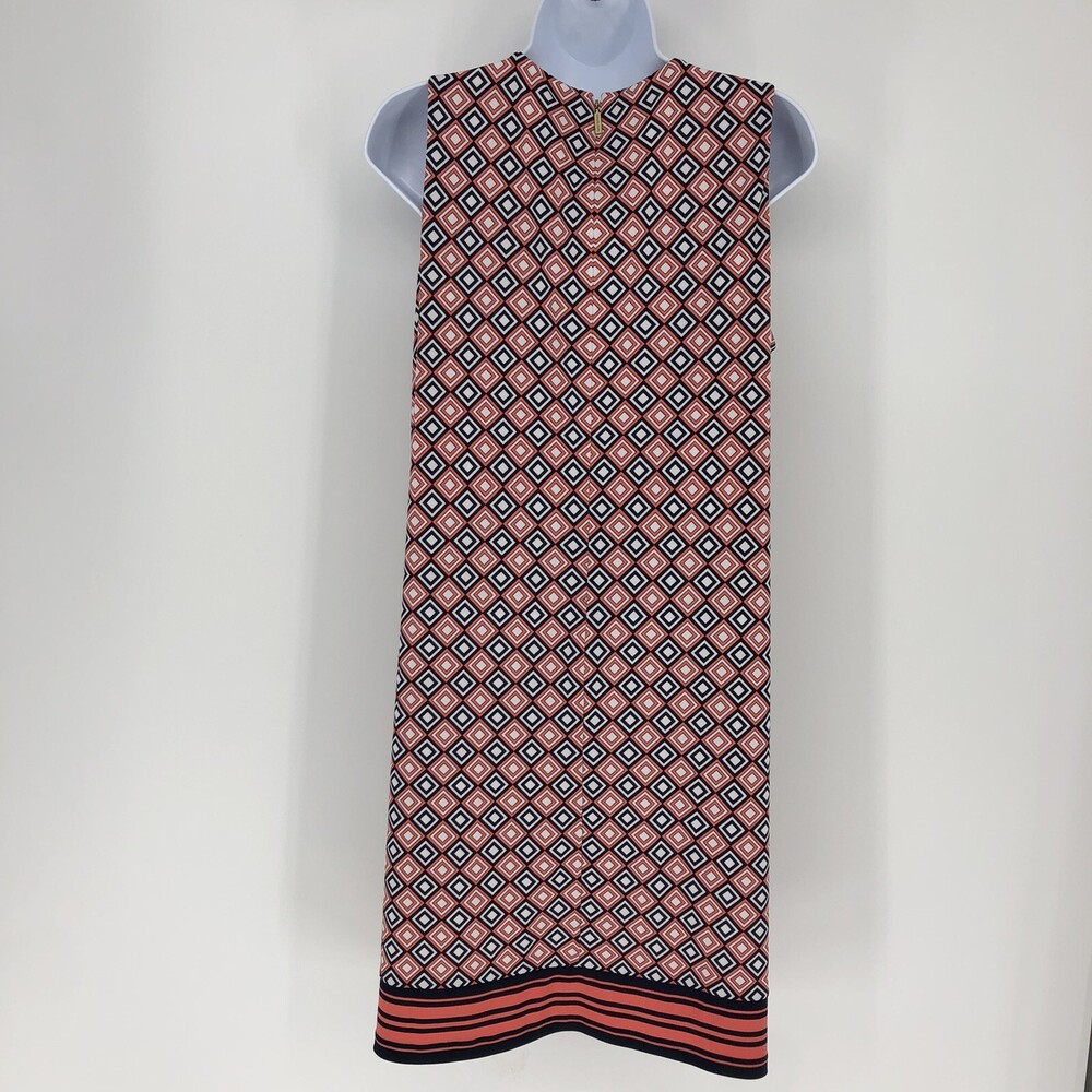 Michael Kors Y2K Sleeveless Diamond Print Black Orange Knee Length Shift Dress L - Picture 5 of 8